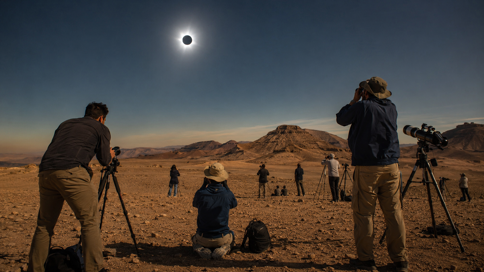 Private solar eclipse viewing experience in the Luxor desert